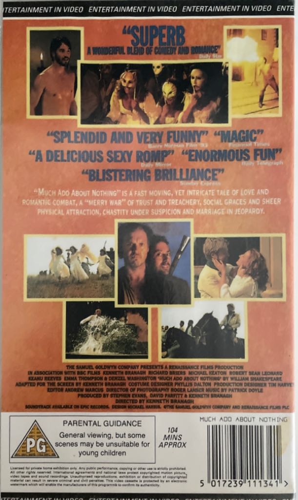 Much Ado About Nothing VHS movie collectible [Barcode 5017239111341] - Main Image 2