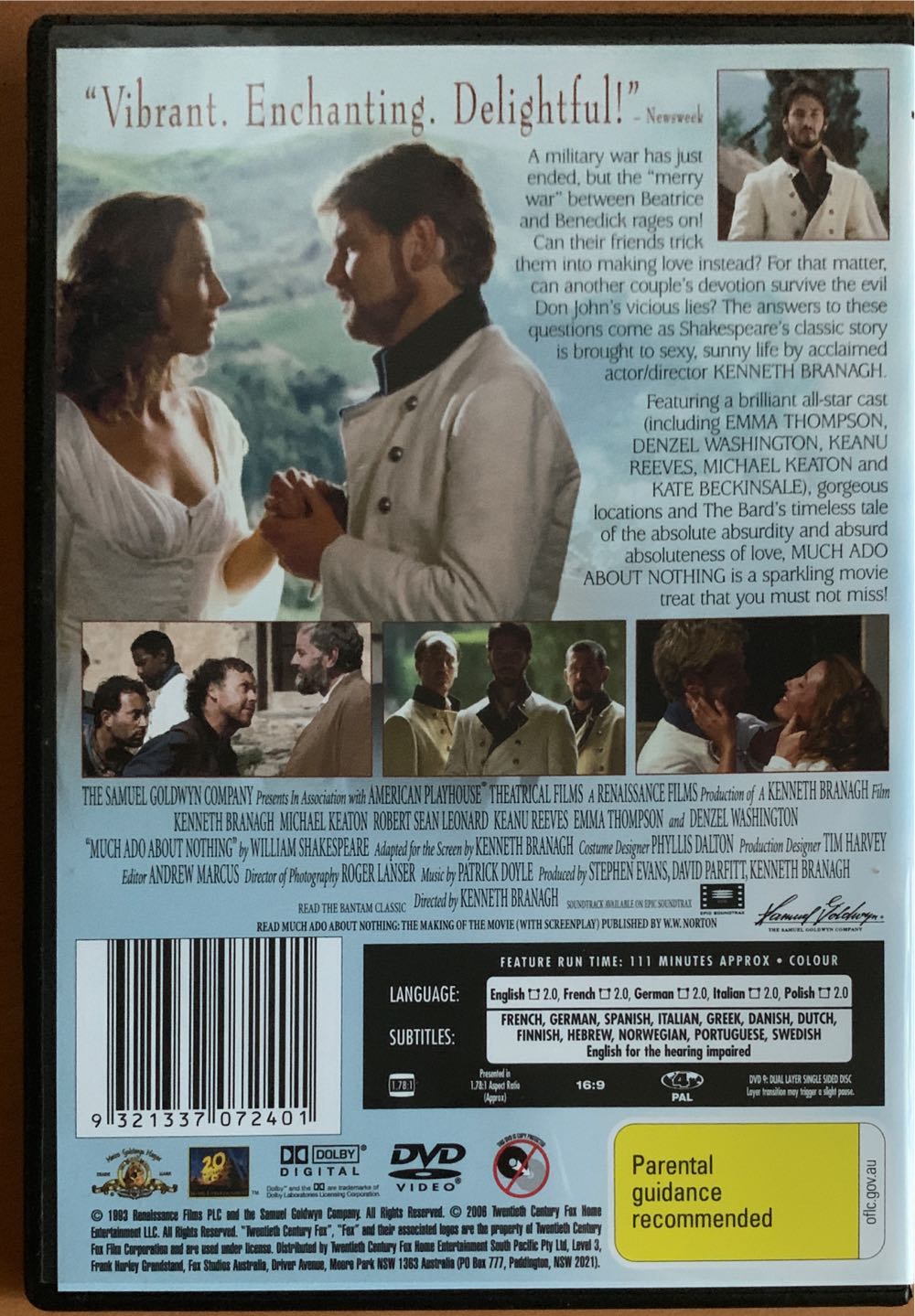 Much Ado About Nothing DVD movie collectible [Barcode 9321337072401] - Main Image 2