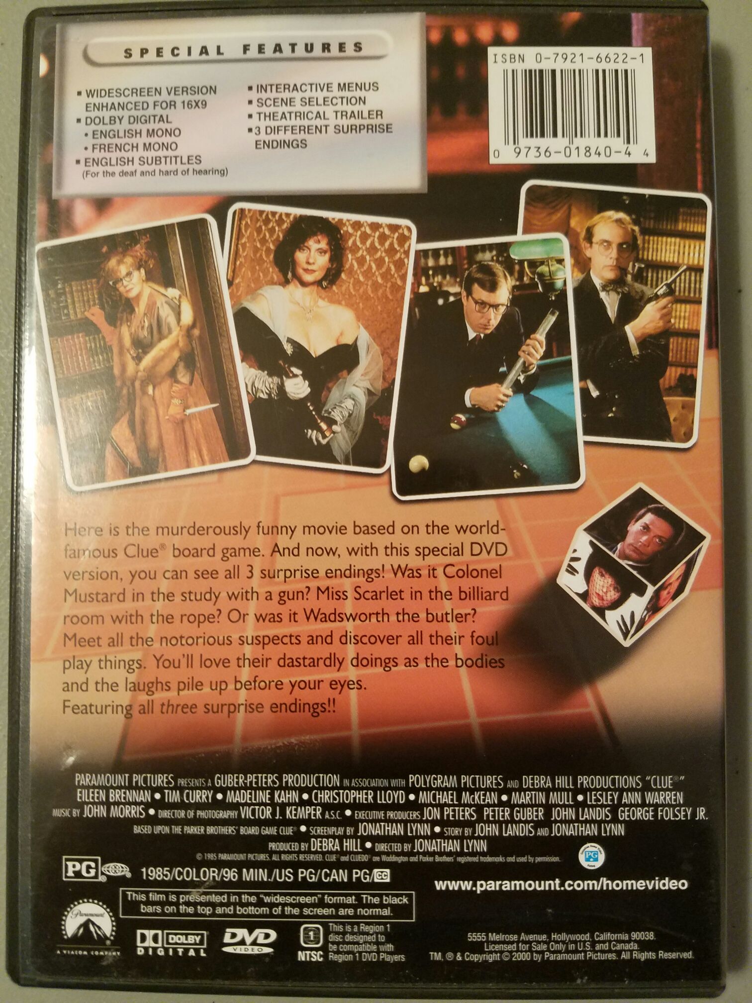 Clue VHS movie collectible [Barcode 097360184037] - Main Image 2