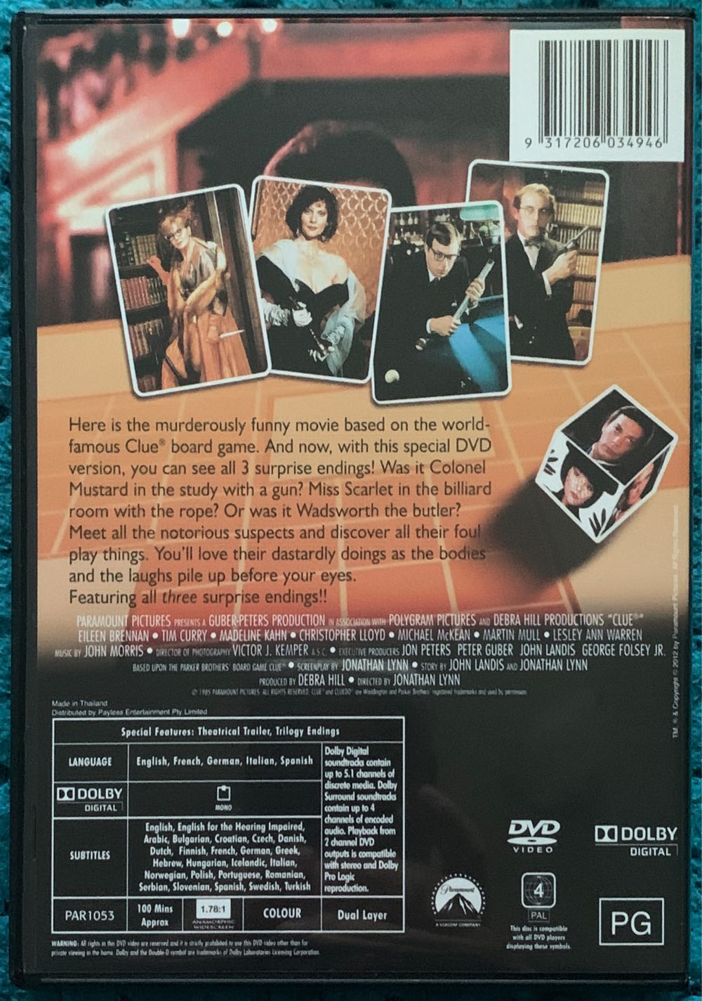 Clue DVD movie collectible [Barcode 9317206034946] - Main Image 2