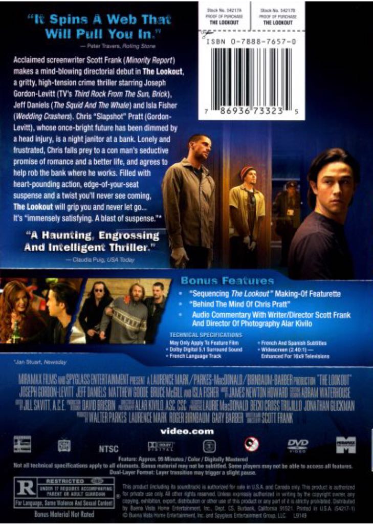 The Lookout DVD movie collectible [Barcode 065935807049] - Main Image 2