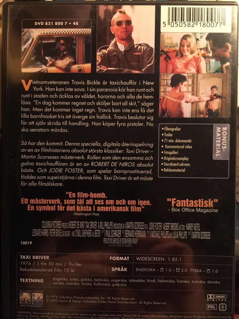 Taxi Driver DVD movie collectible [Barcode 5050582180077] - Main Image 2