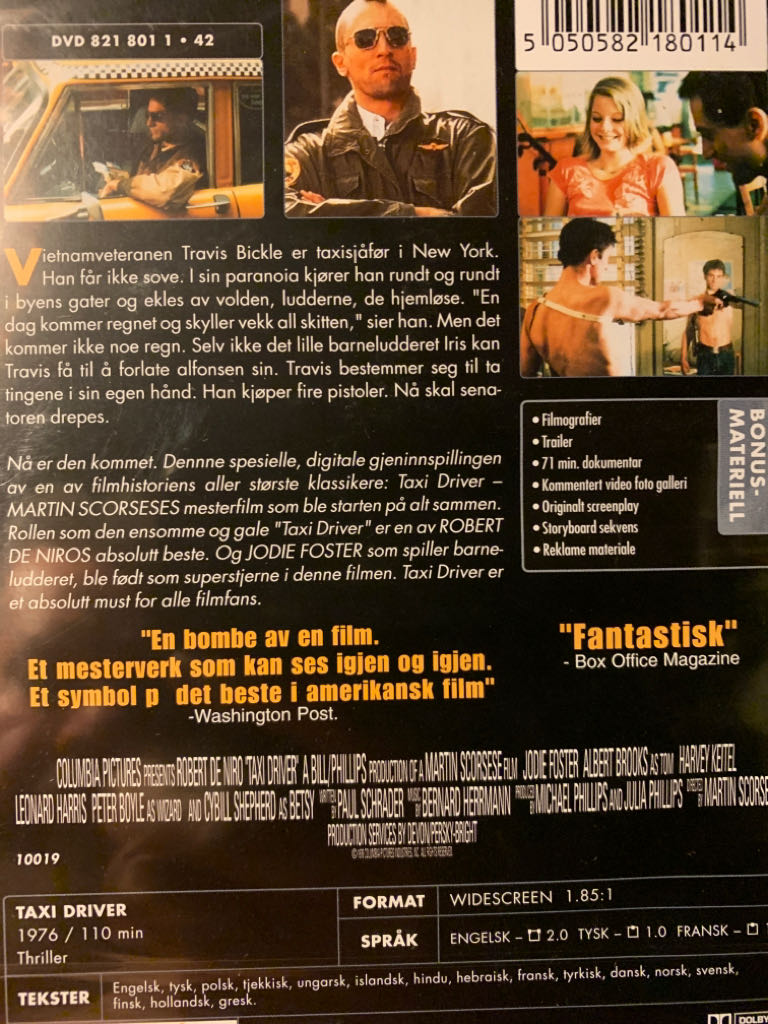 Taxi Driver DVD movie collectible [Barcode 5050582180114] - Main Image 2