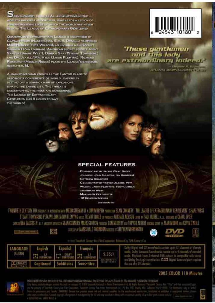 League of Extraordinary Gentlemen DVD movie collectible [Barcode 024543936992] - Main Image 2