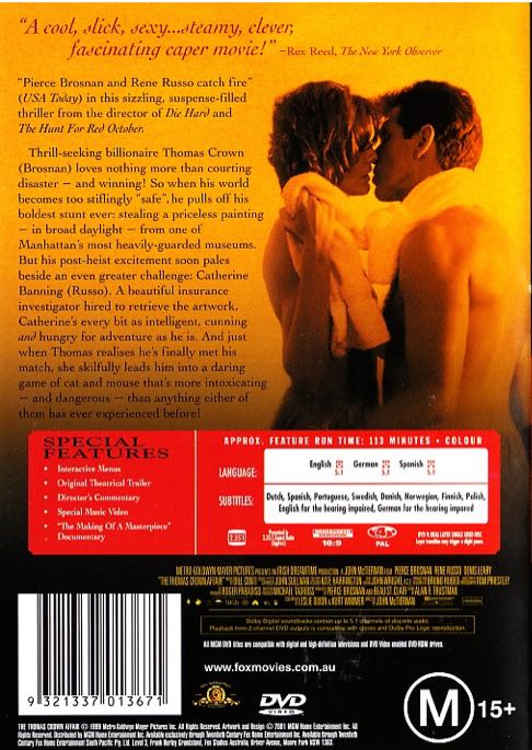 Thomas Crown Affair DVD movie collectible [Barcode 9321337013671] - Main Image 2