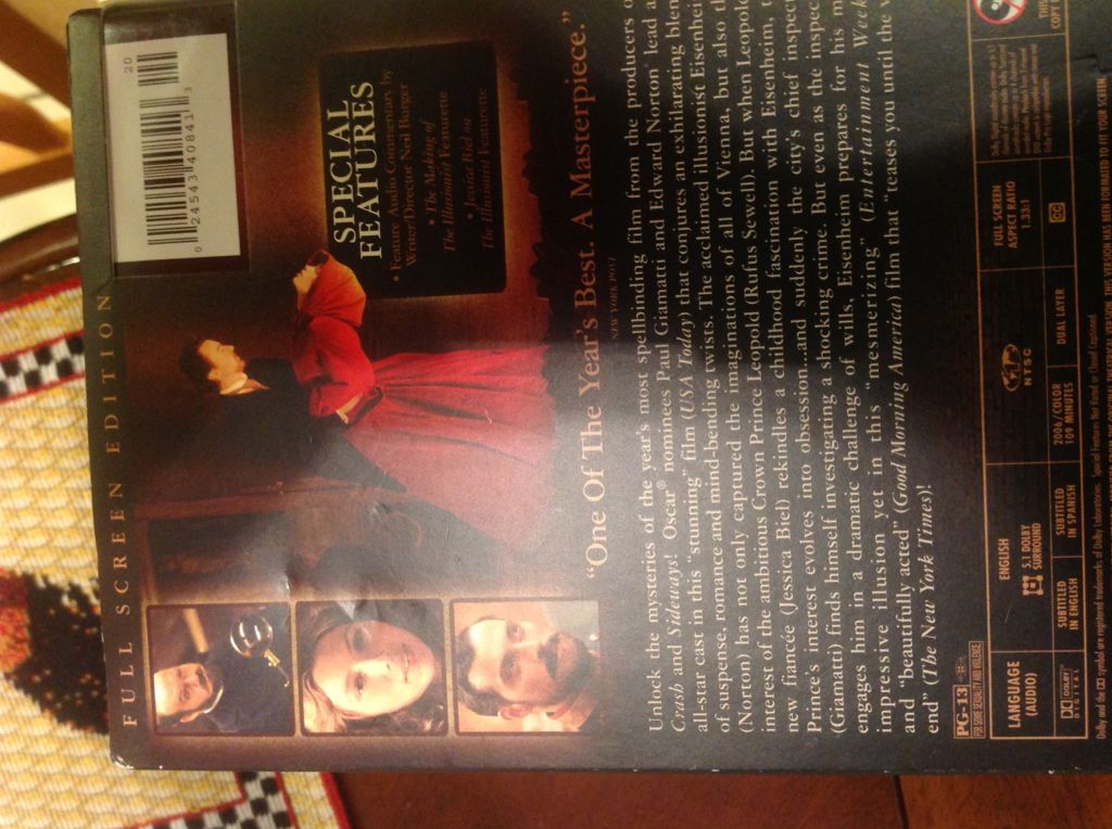 The Illusionist DVD movie collectible [Barcode 024543408413] - Main Image 2