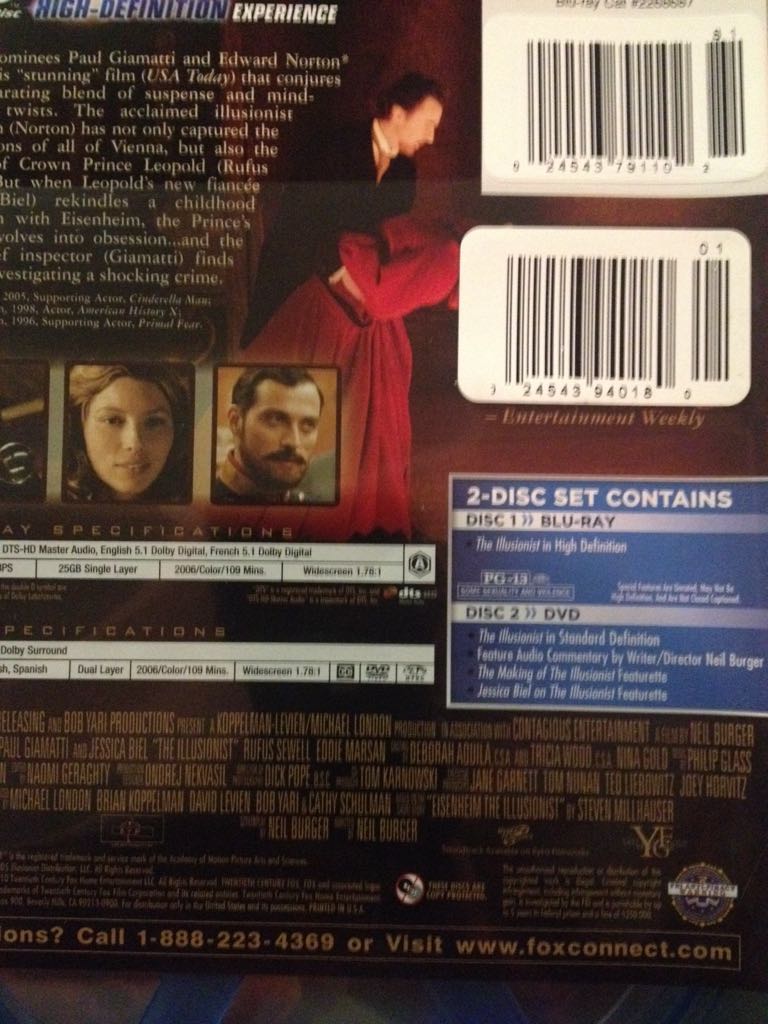 Illusionist, The Blu-ray movie collectible [Barcode 024543940180] - Main Image 2