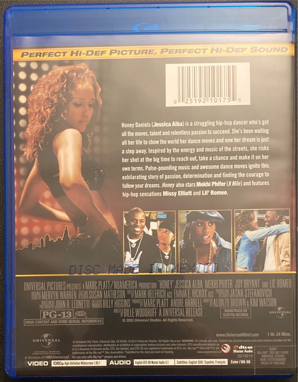 Honey Blu-ray movie collectible [Barcode 025192101755] - Main Image 2