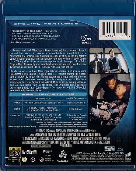 Blue Streak Blu-ray movie collectible [Barcode 043396285354] - Main Image 2