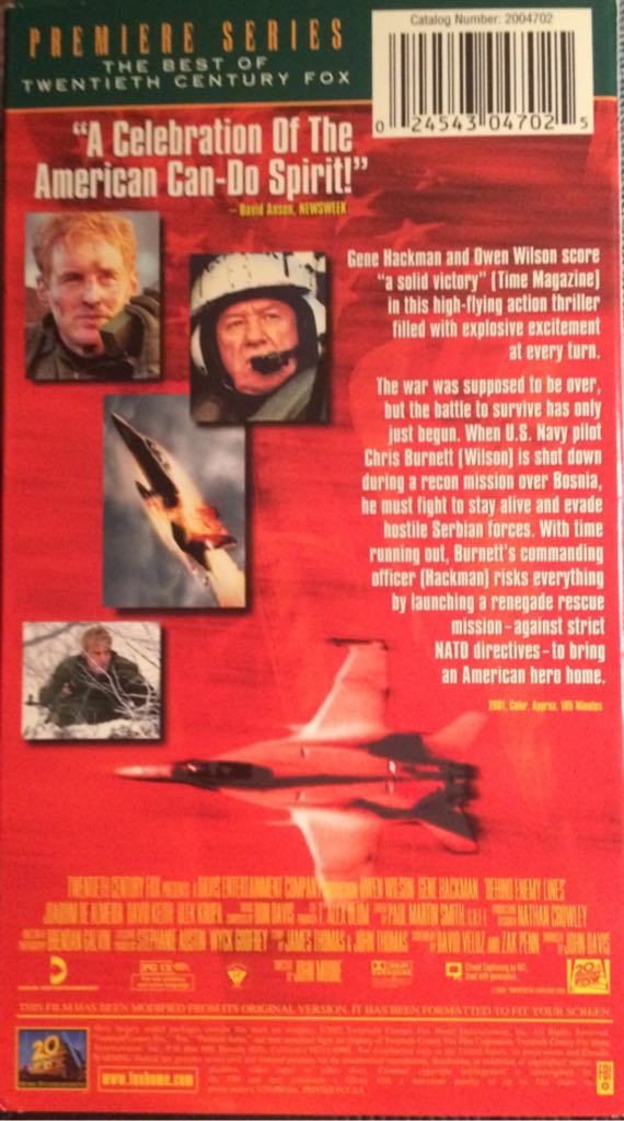 Behind Enemy Lines VHS movie collectible [Barcode 024543047025] - Main Image 2