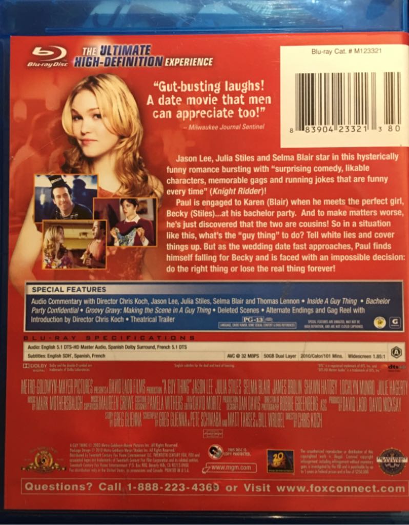 A Guy Thing Blu-ray movie collectible [Barcode 883904233213] - Main Image 2