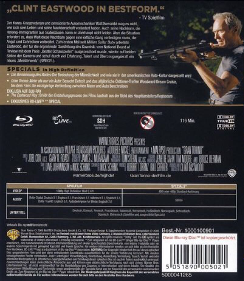 Gran Torino Blu-ray movie collectible [Barcode 5051890005014] - Main Image 2