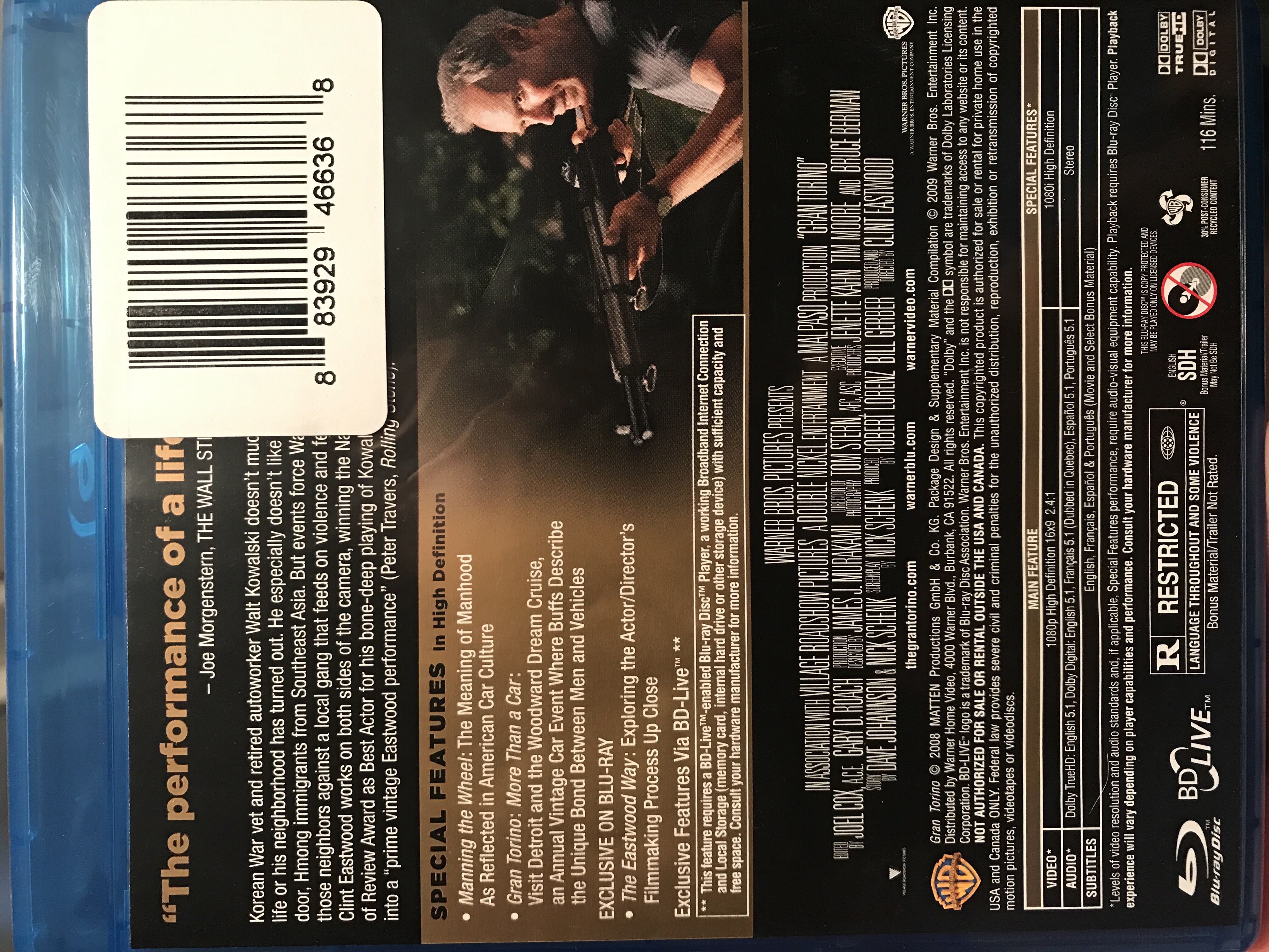 Gran Torino Blu-ray movie collectible [Barcode 883929466368] - Main Image 2
