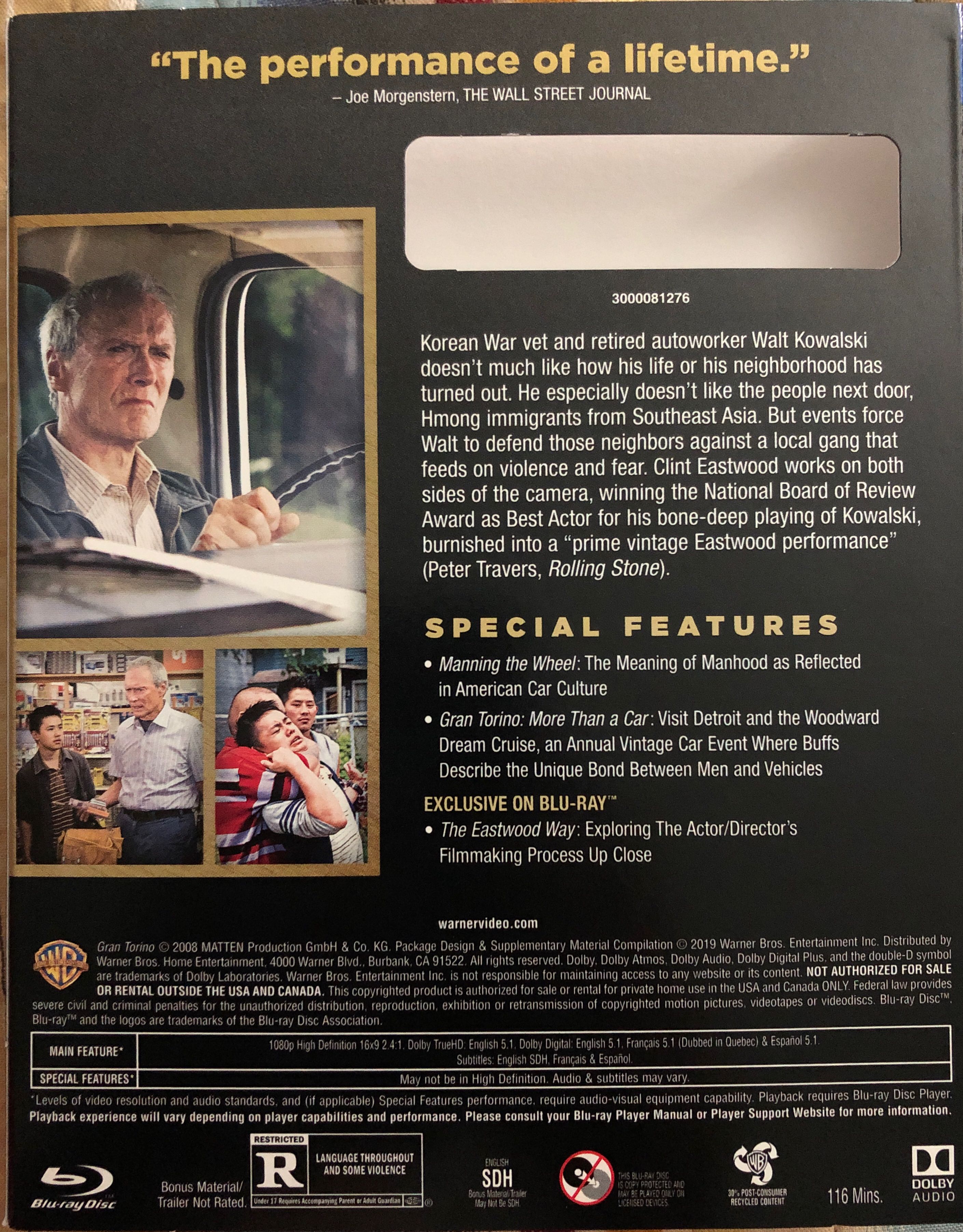 Gran Torino Blu-ray movie collectible [Barcode 883929523672] - Main Image 3