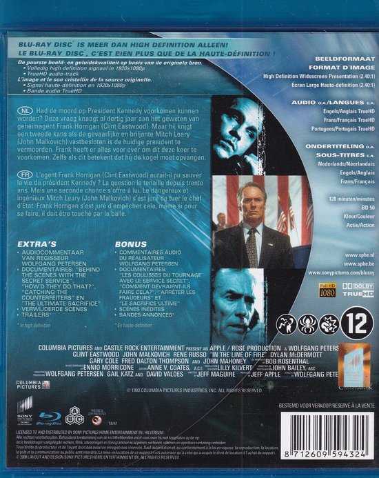 In The Line of Fire Blu-ray movie collectible [Barcode 8712609594324] - Main Image 2