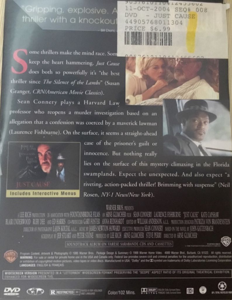 Just Cause DVD movie collectible [Barcode 883929091522] - Main Image 2