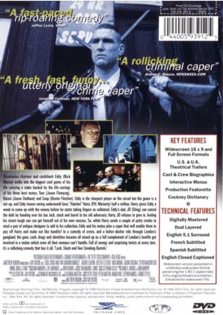 Lock, Stock and Two Smoking Barrels DVD movie collectible [Barcode 04409397] - Main Image 2