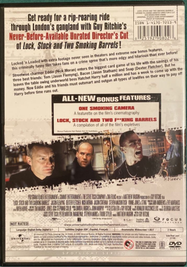 Lock Stock And Two Smoking Barrels DVD movie collectible [Barcode 5708758641777] - Main Image 2