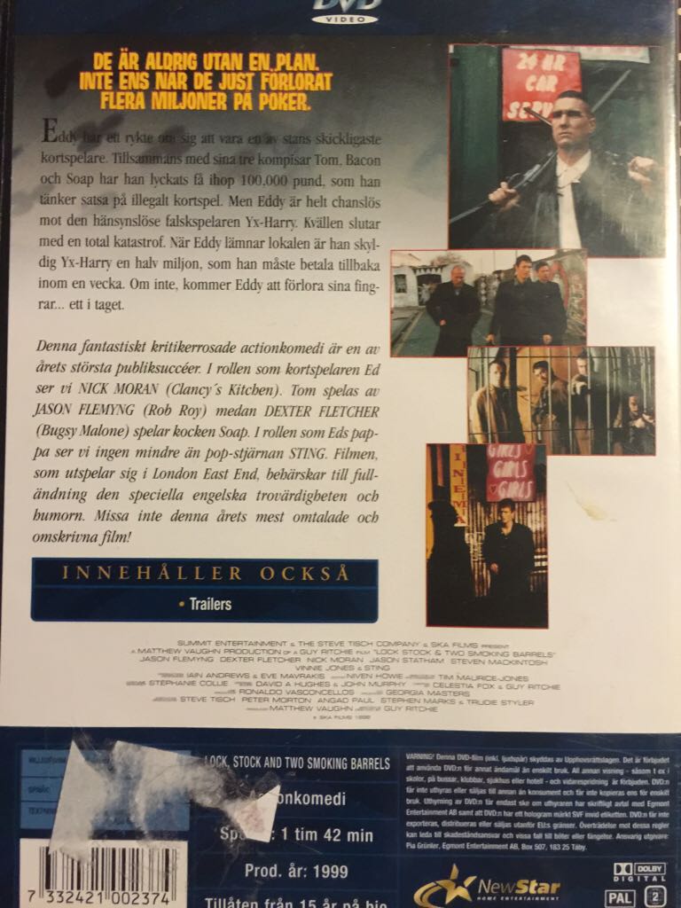 Lock, Stock And Two Smoking Barrels DVD movie collectible [Barcode 7332421002374] - Main Image 2