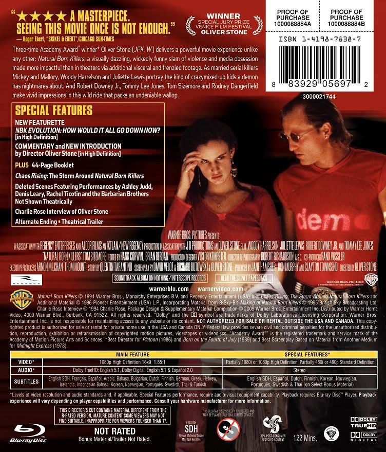 Natural Born Killers Blu-ray movie collectible [Barcode 085391136927] - Main Image 2