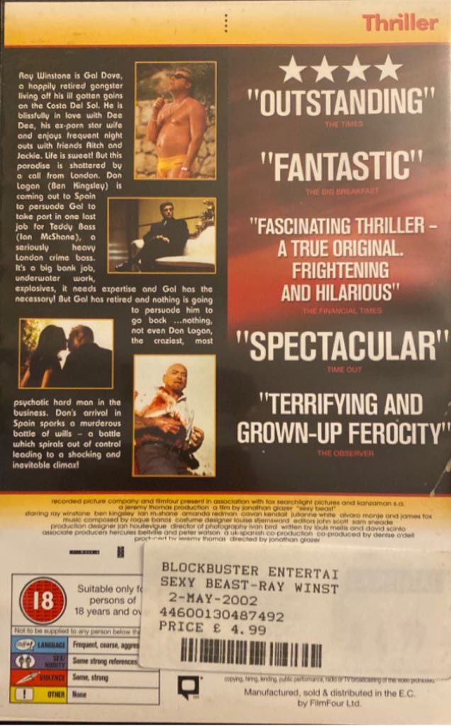 Sexy Beast VHS movie collectible [Barcode 5032519707649] - Main Image 2