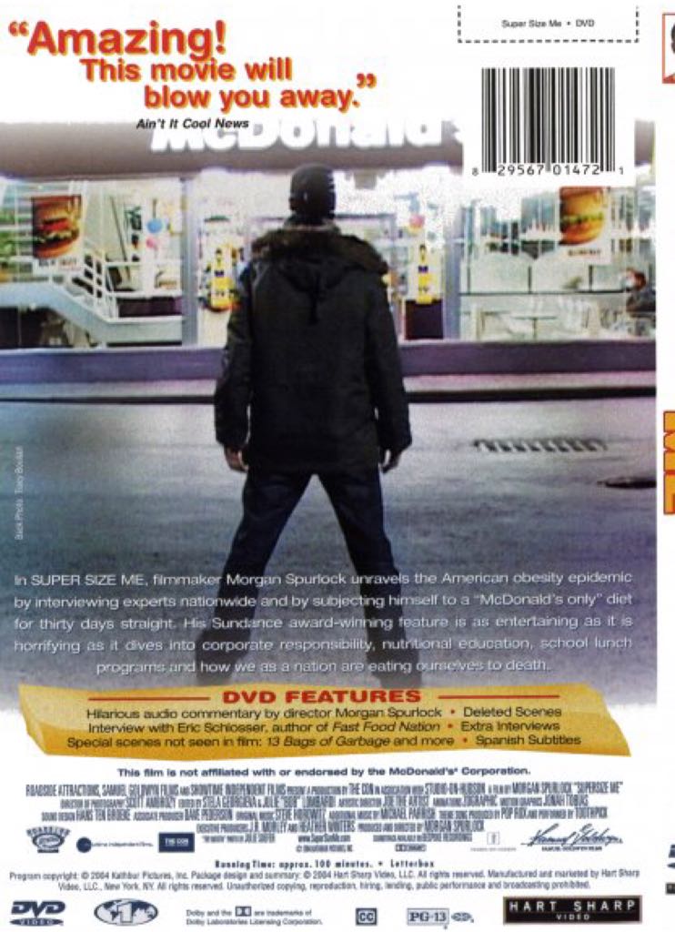Super Size Me DVD movie collectible [Barcode 043396085435] - Main Image 2