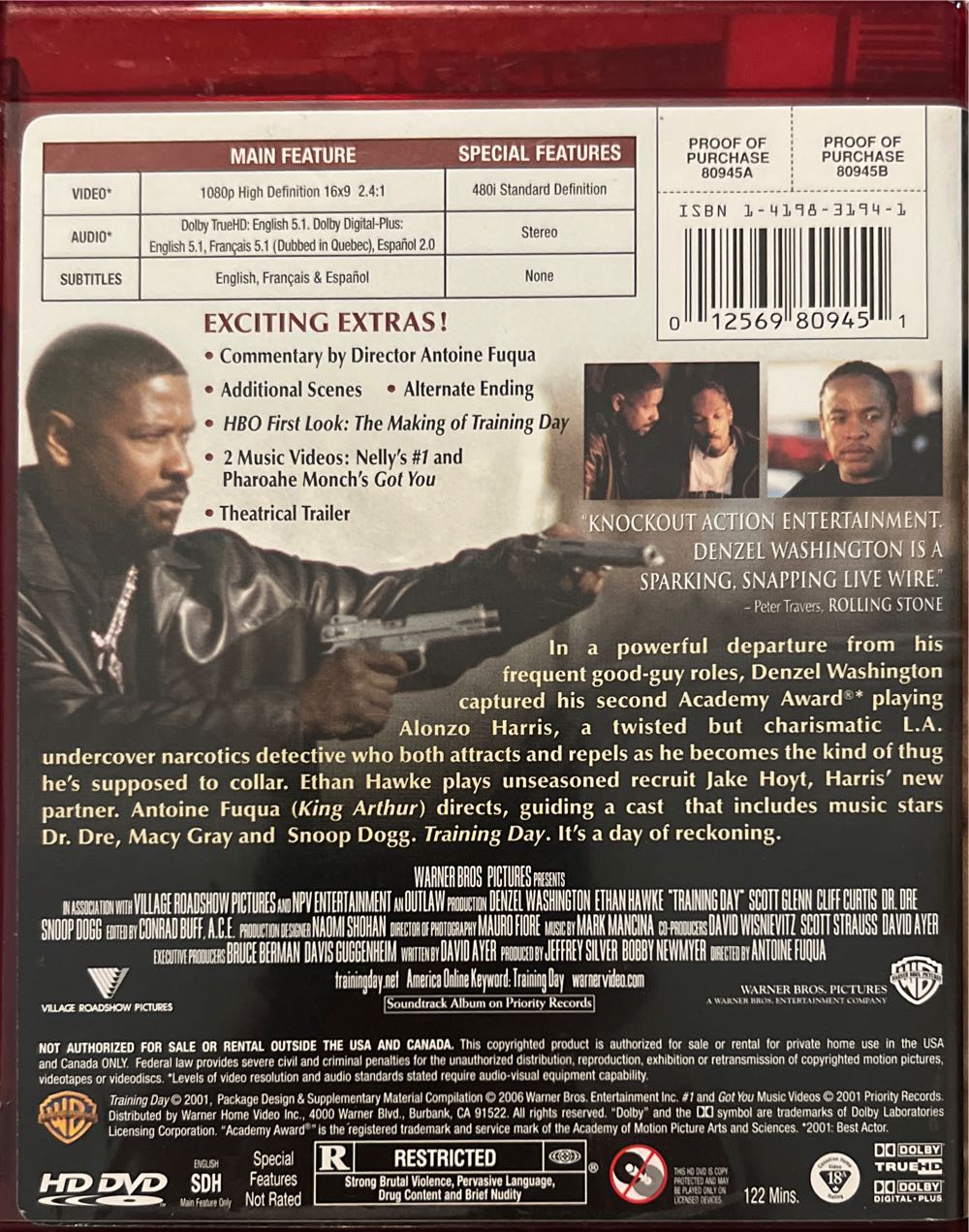 Training Day HD DVD movie collectible [Barcode 012569809451] - Main Image 2