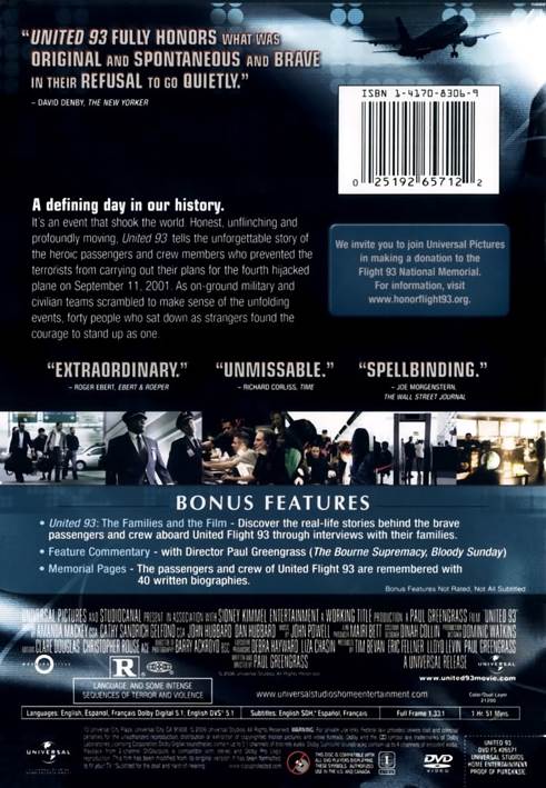 United 93   C-10 DVD movie collectible [Barcode 025192657023] - Main Image 2