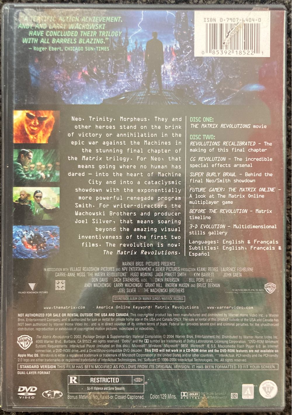 The Matrix Revolutions DVD movie collectible [Barcode 883929071036] - Main Image 2