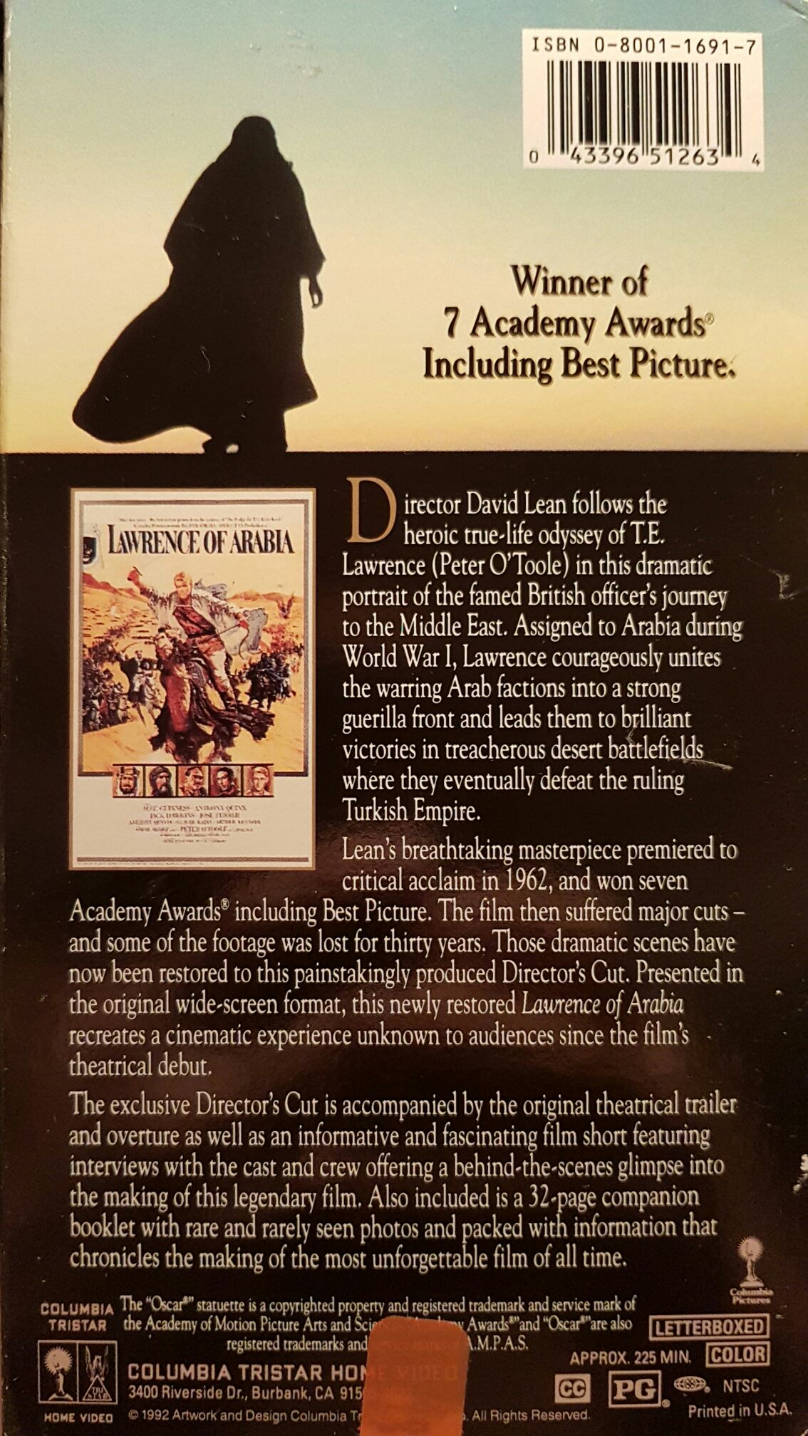 Lawrence of Arabia VHS movie collectible [Barcode 043396512634] - Main Image 2