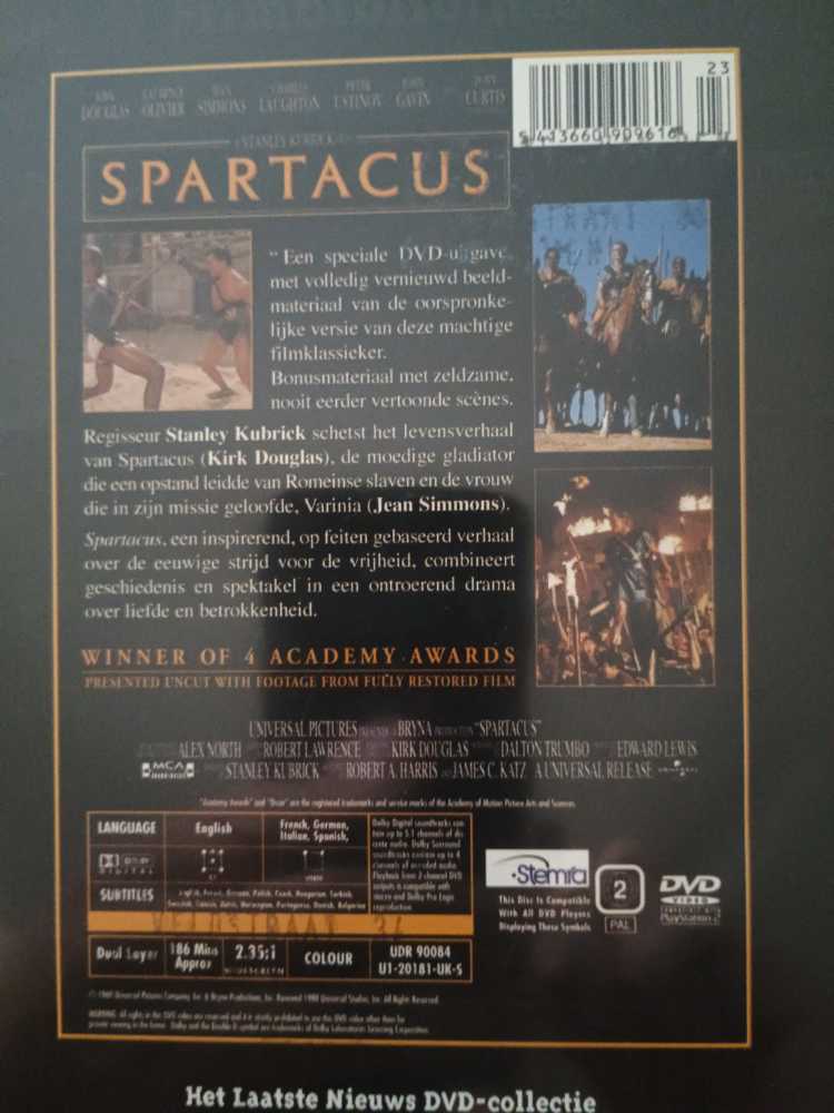 Spartacus DVD movie collectible [Barcode 4030521226050] - Main Image 2