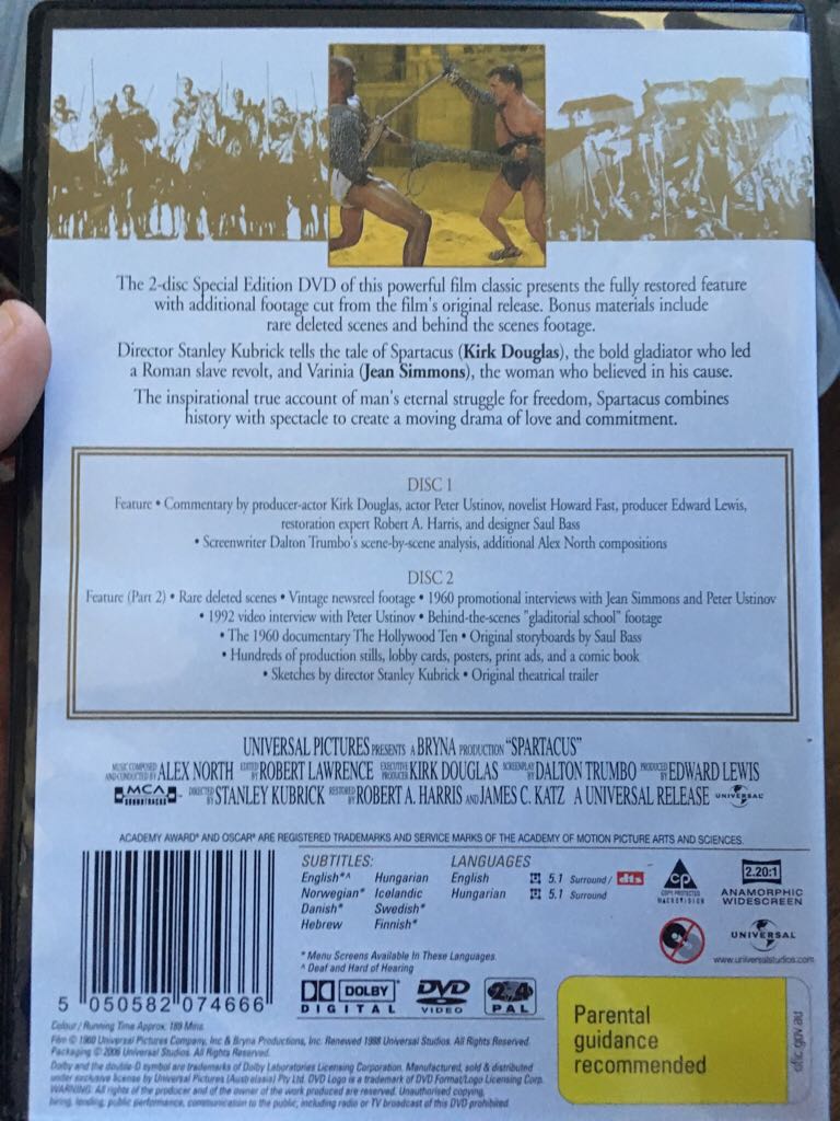 Spartacus (1960) DVD DVD movie collectible [Barcode 5050582074666] - Main Image 2