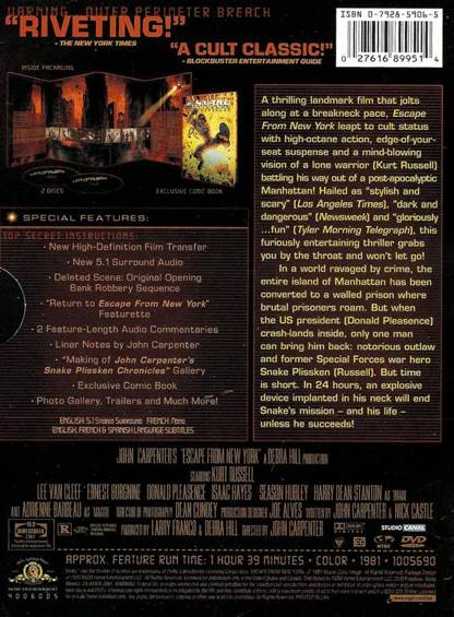 Escape from New York DVD movie collectible [Barcode 027616899514] - Main Image 2