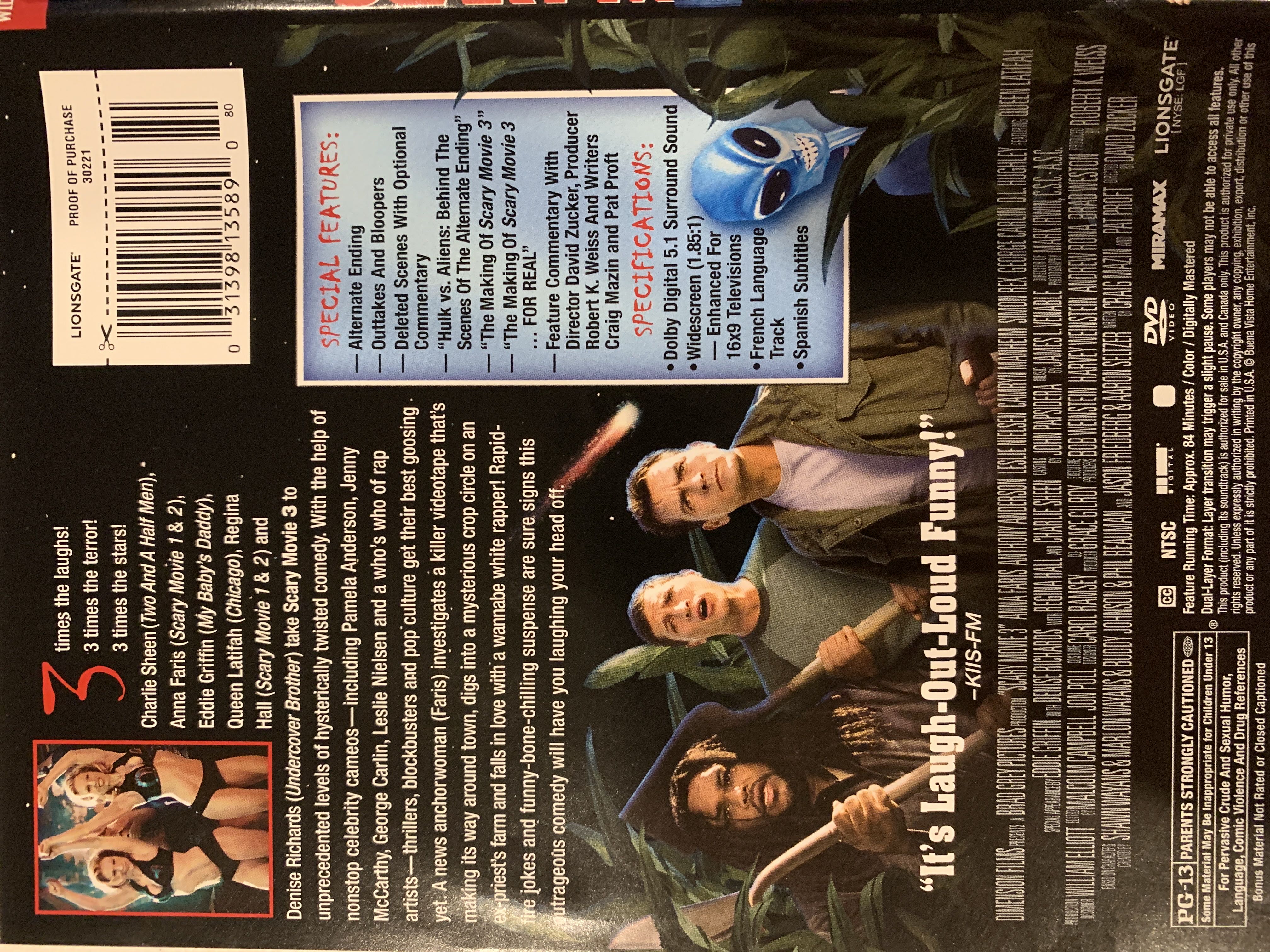Scary Movie 3 DVD movie collectible [Barcode 031398135890] - Main Image 2
