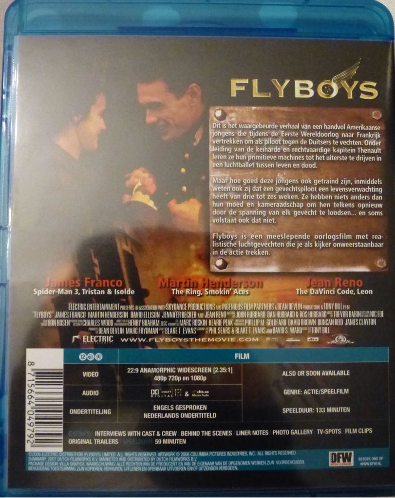Flyboys Blu-ray movie collectible [Barcode 027616062147] - Main Image 2