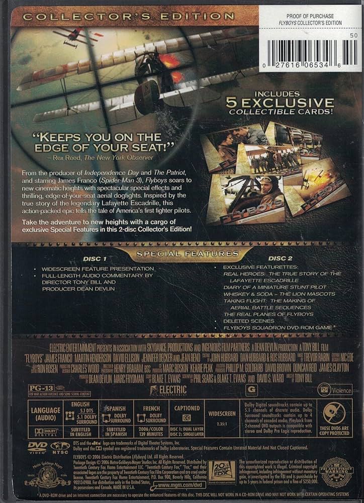 Flyboys DVD movie collectible [Barcode 027616062161] - Main Image 2