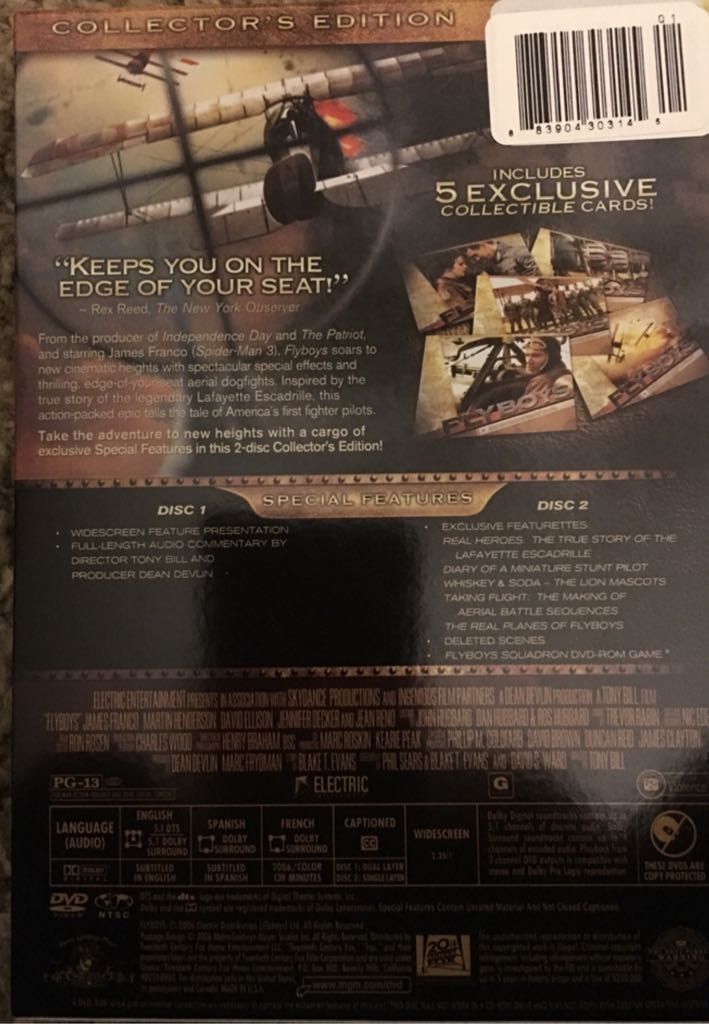 Flyboys DVD movie collectible [Barcode 027616065346] - Main Image 2