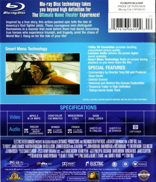 Flyboys Blu-ray movie collectible [Barcode 5039036035675] - Main Image 2
