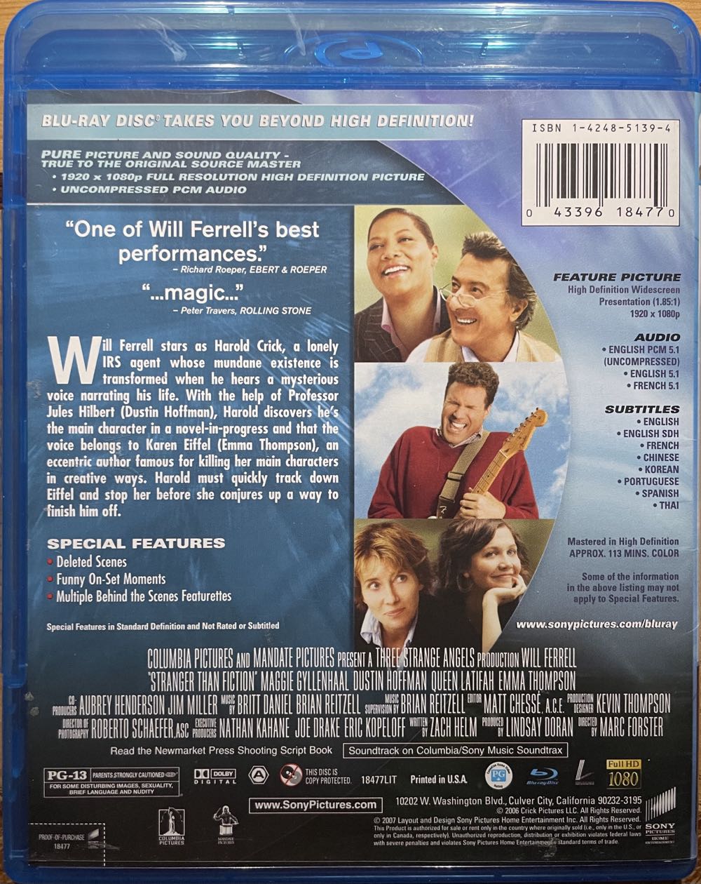 Stranger Than Fiction Blu-ray movie collectible [Barcode 043396184770] - Main Image 3