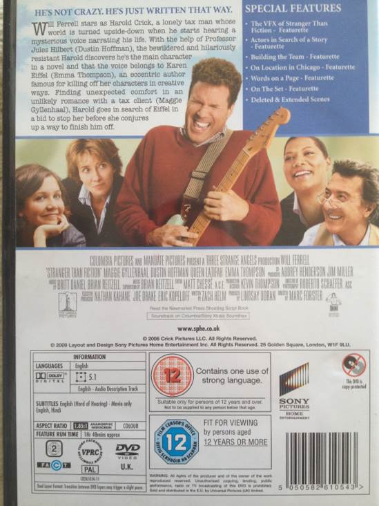 Stranger Than Fiction DVD movie collectible [Barcode 5050582610543] - Main Image 2