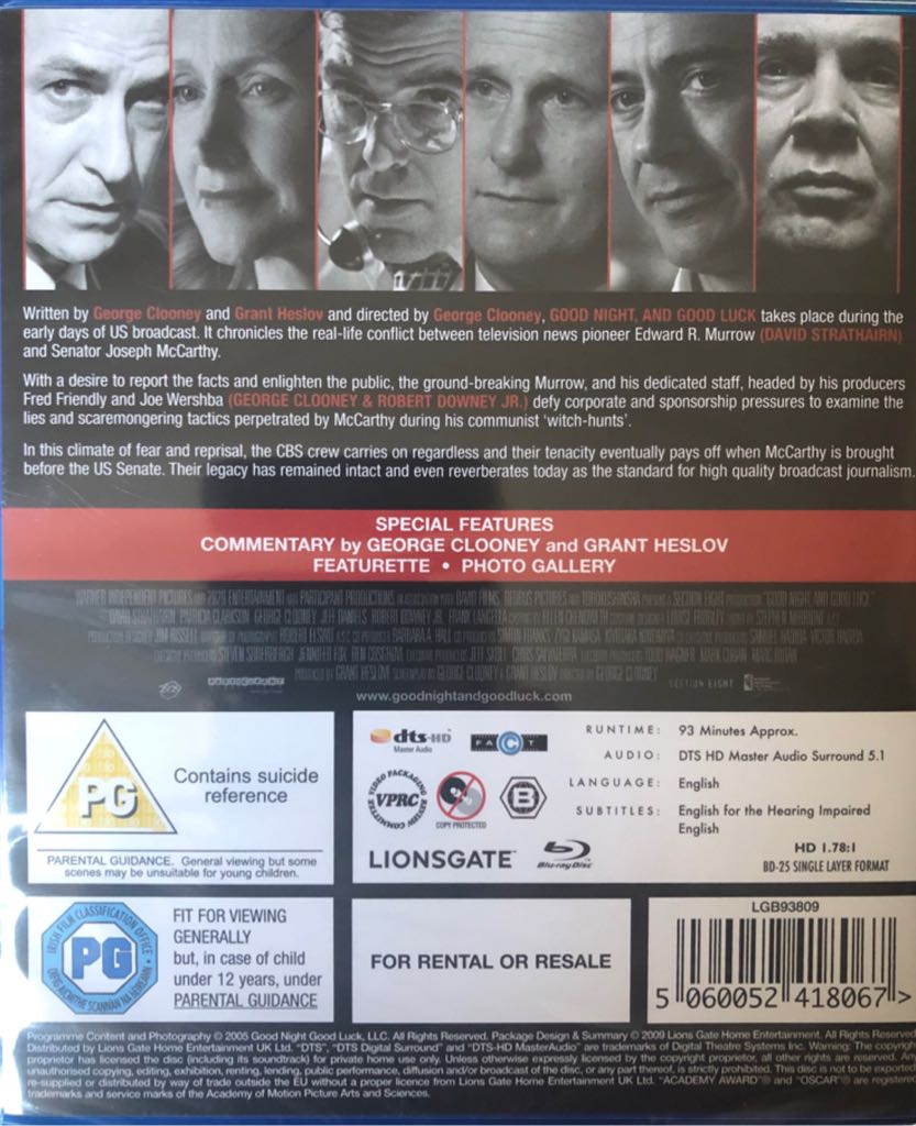 Good Night, and Good Luck.  Z025 Blu-ray movie collectible [Barcode 5060052418067] - Main Image 2