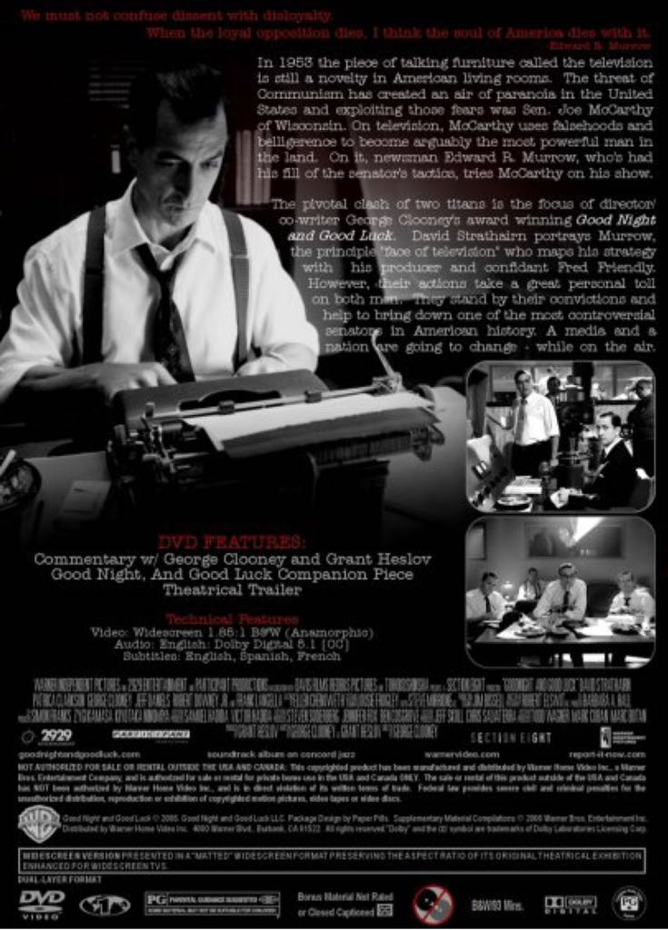 Good Night, and Good Luck. DVD-R movie collectible - Main Image 2