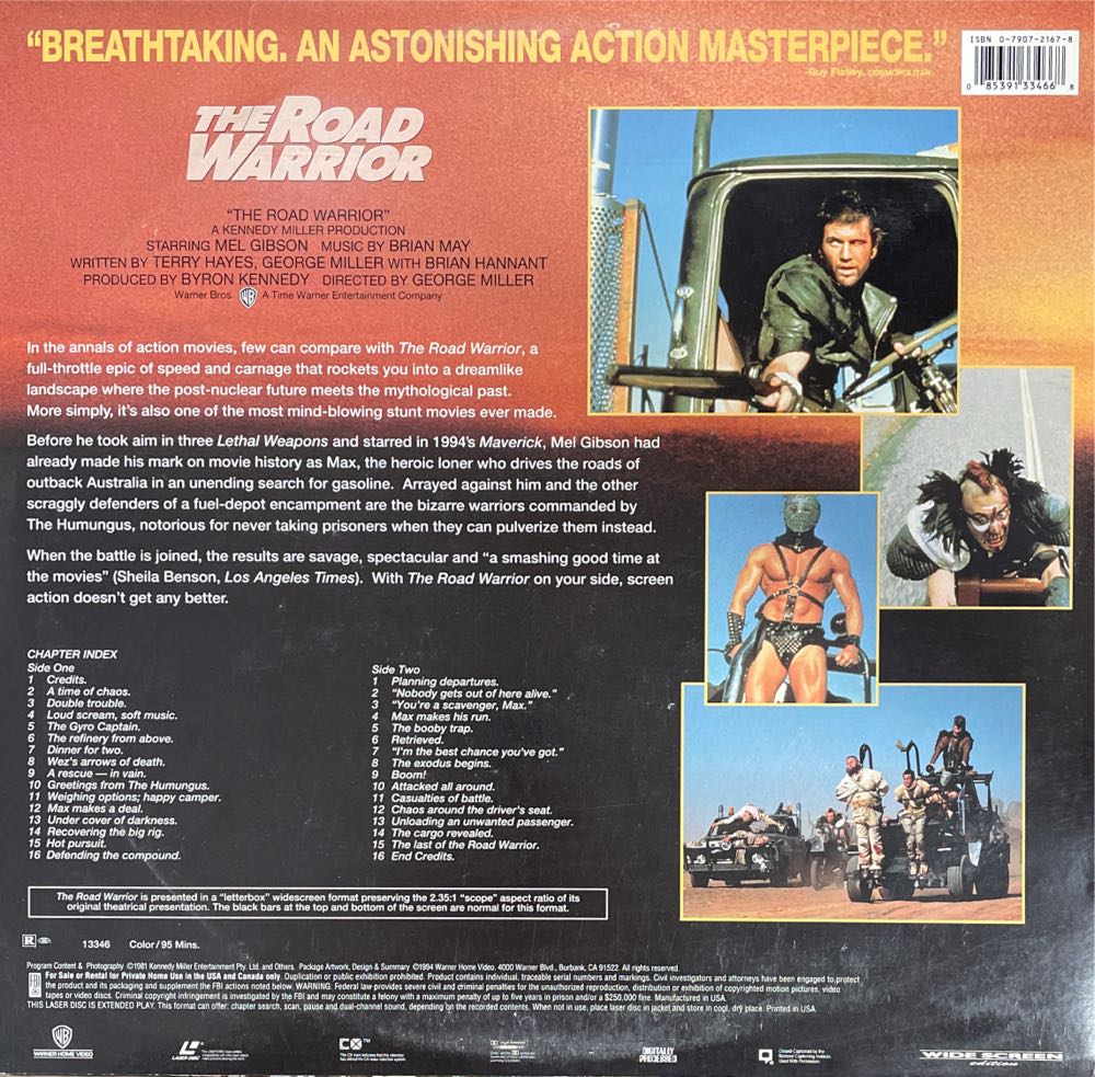 The Road Warrior Laser Disc movie collectible [Barcode 085391334668] - Main Image 2