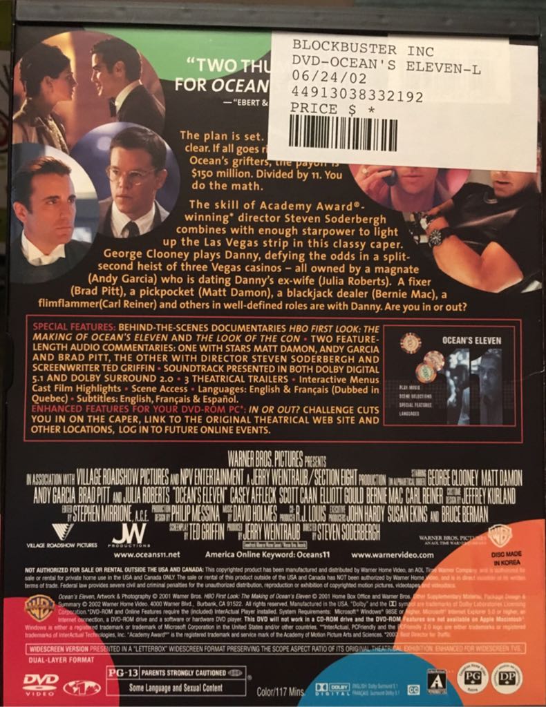 Ocean’s Eleven DVD movie collectible - Main Image 2