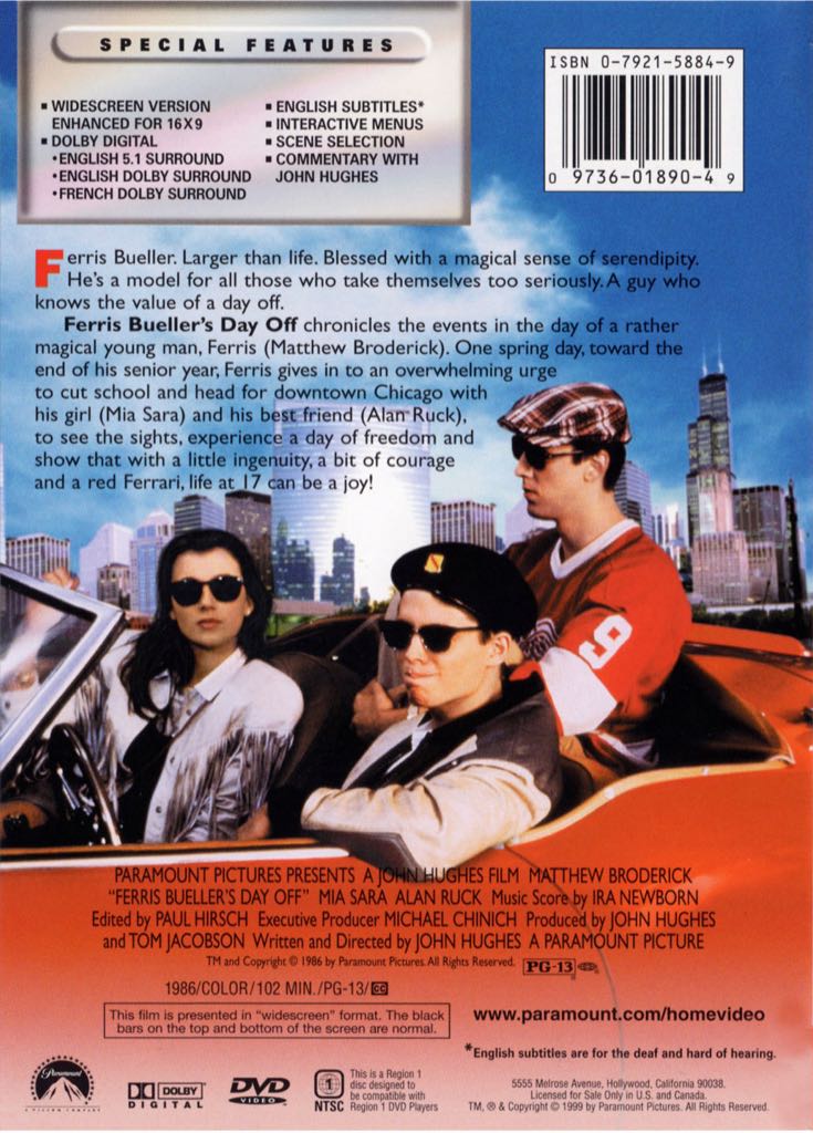 Ferris Bueller’s Day Off iTunes movie collectible [Barcode 0097360189070] - Main Image 2