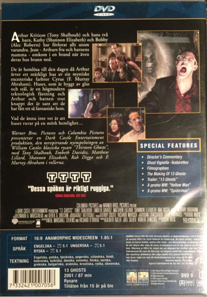 Thirteen Ghosts DVD movie collectible [Barcode 7332421007058] - Main Image 2