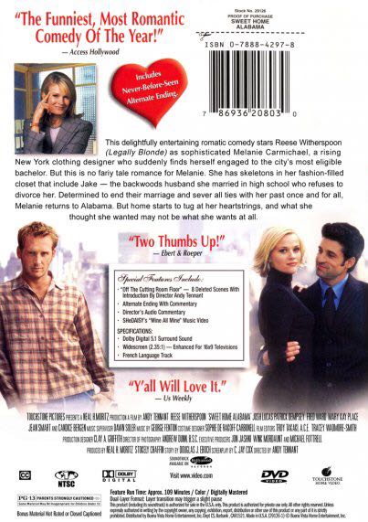 Sweet Home Alabama DVD movie collectible [Barcode 7393834312009] - Main Image 2
