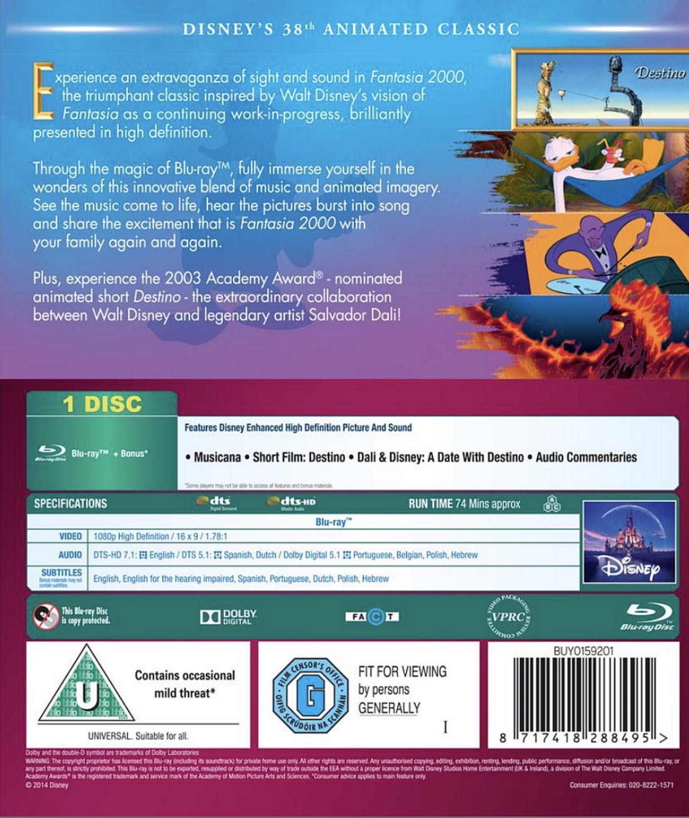 Fantasia 2000 Blu-ray movie collectible [Barcode 8717418288495] - Main Image 2