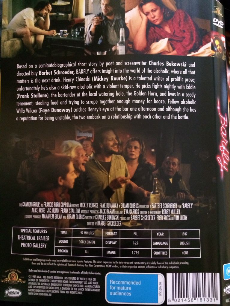 Barfly DVD movie collectible [Barcode 5021456161331] - Main Image 2