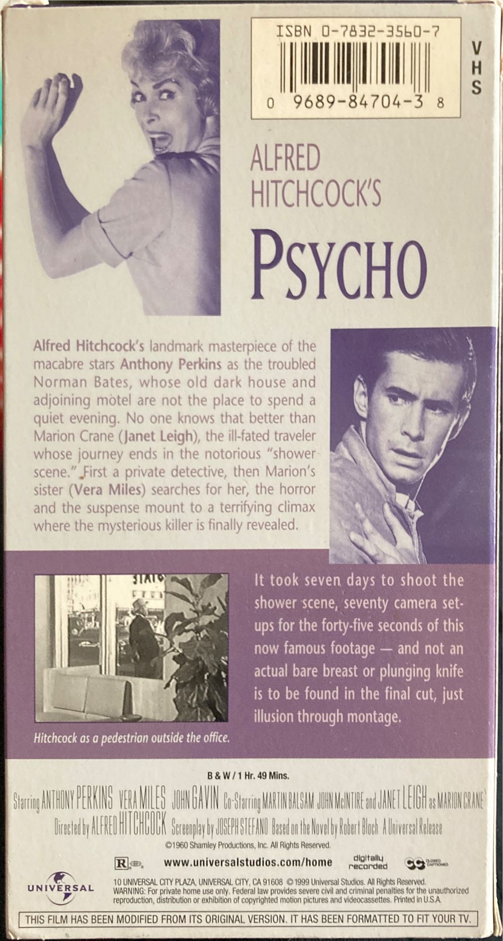 Psycho VHS movie collectible [Barcode 096898470438] - Main Image 2
